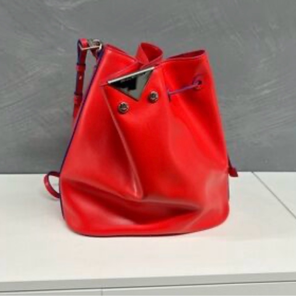 EMPORIO ARMANI Red Leather Tote Bag